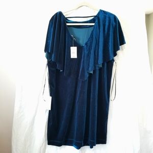 Nordstrom Felicity & CoCo Dress (fits like a TOP for talls) velvet-like teal NWT
